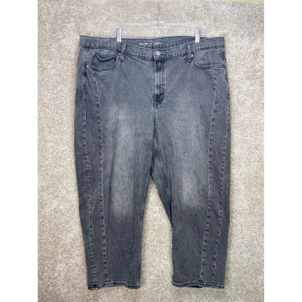 Old Navy High Rise Barrel Leg Jeans Women 20 Faded Wash Stretch Streetwear Denim